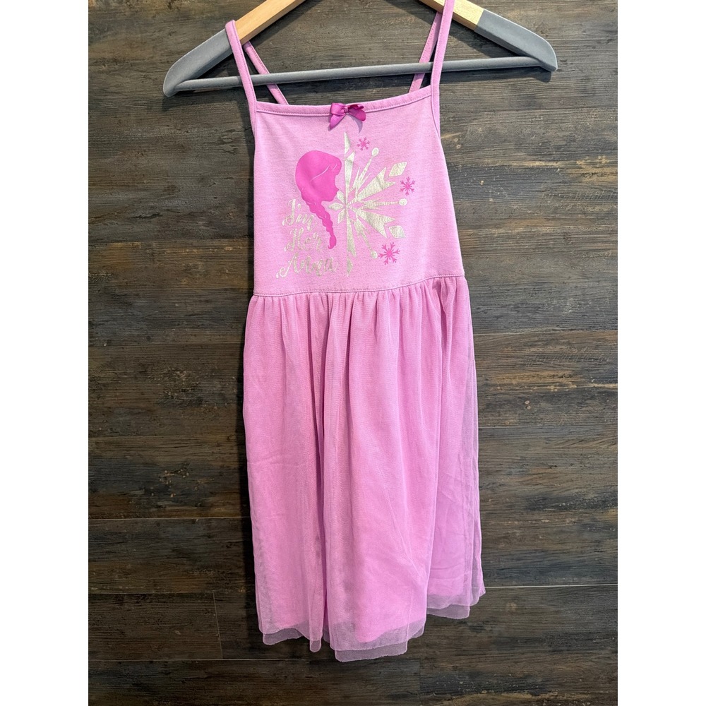 Disney Frozen Anna Tutu Dress Girls 7/8 Pink Silver Glitter Snowflake Sleeveless